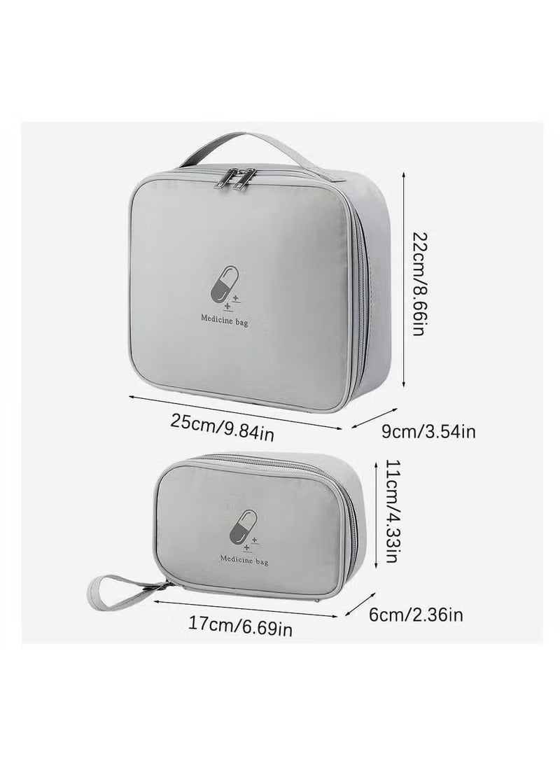 Generic 2 First Aid Kit Bags, Portable Medical Medicine Bags for Outdoor Camping Travel Work, Grey  - Image 2