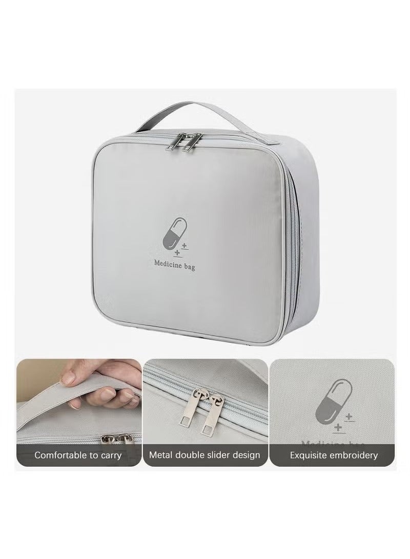 Generic 2 First Aid Kit Bags, Portable Medical Medicine Bags for Outdoor Camping Travel Work, Grey  - Image 3