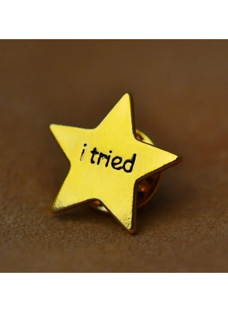 Generic - 1Pcs Star Shape Brooch Pin with Letter Pattern - Image 1