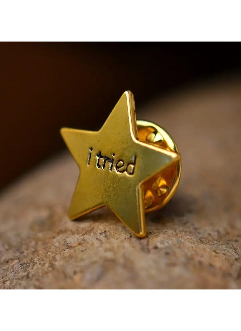 Generic - 1Pcs Star Shape Brooch Pin with Letter Pattern - Image 1