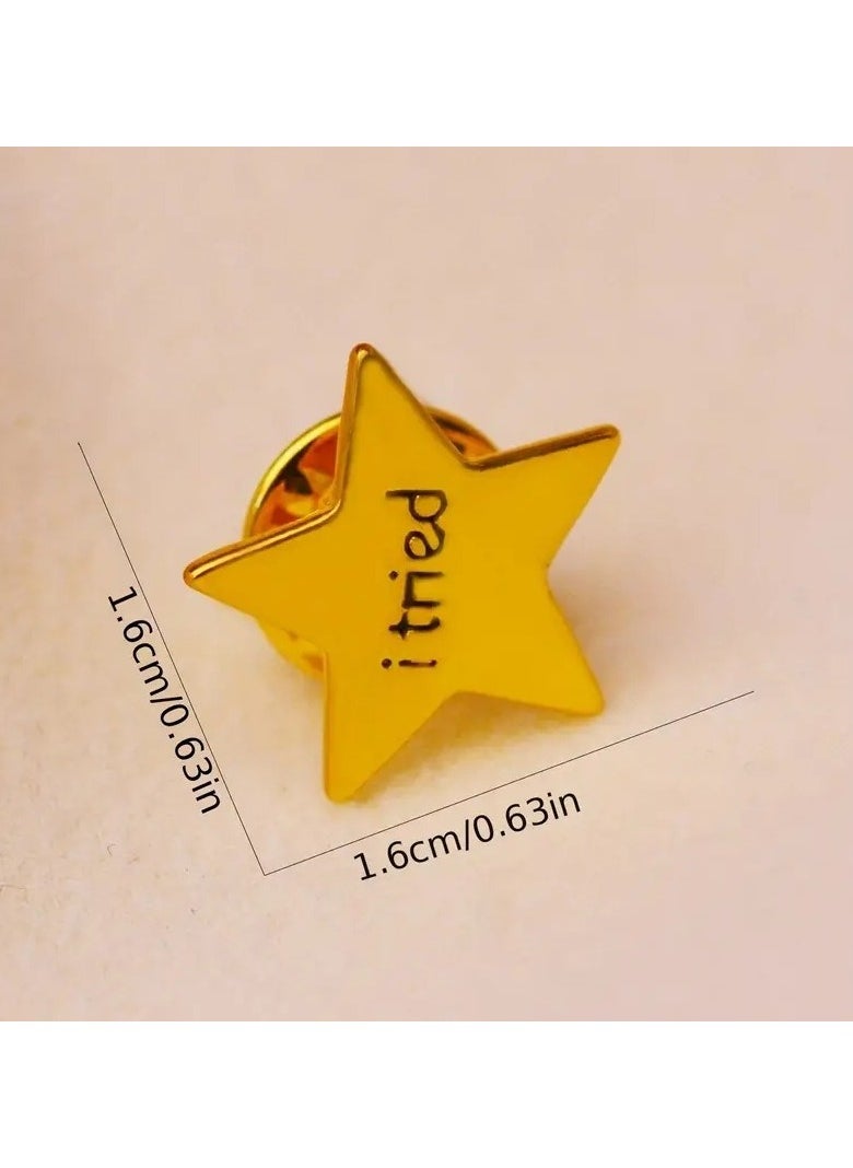Generic - 1Pcs Star Shape Brooch Pin with Letter Pattern - Image 1