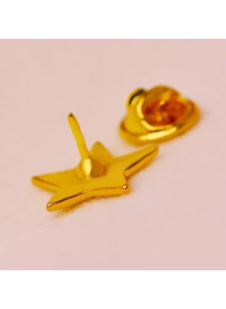Generic - 1Pcs Star Shape Brooch Pin with Letter Pattern - Image 1