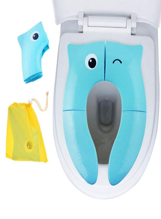 Motherly Perry Porter Travel Friendly Foldable Potty Trainer Seat Cover for Babies Toilet Training (Blue) - Image 1