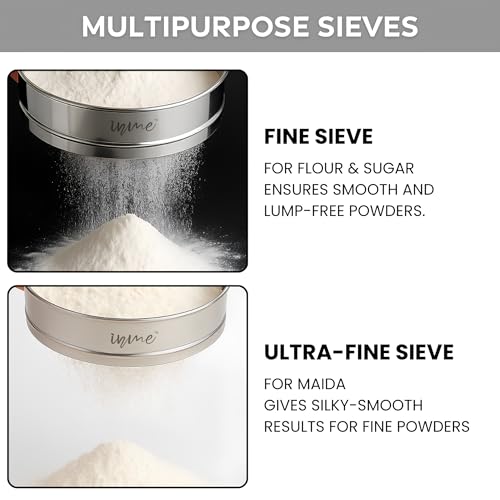 Inme 4 in 1 Interchangeable Sieve Stainless Steel Food Strainers Channi Chalni Jali Mesh Multipurpose Sieves for Atta, Maida, Flour, Spices in Kitchen with Glossy Finish, Light-Weight & Rust-Proof - Image 5