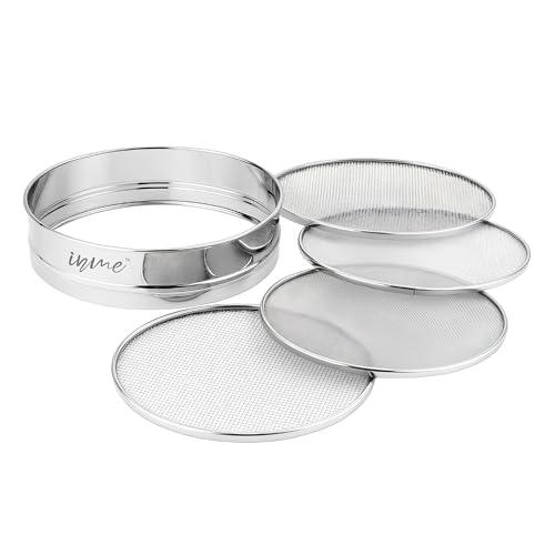 Inme 4 in 1 Interchangeable Sieve Stainless Steel Food Strainers Channi Chalni Jali Mesh Multipurpose Sieves for Atta, Maida, Flour, Spices in Kitchen with Glossy Finish, Light-Weight & Rust-Proof - Image 1