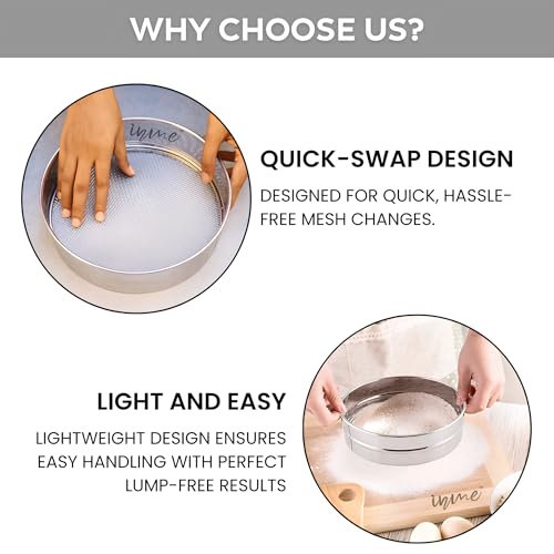 Inme 4 in 1 Interchangeable Sieve Stainless Steel Food Strainers Channi Chalni Jali Mesh Multipurpose Sieves for Atta, Maida, Flour, Spices in Kitchen with Glossy Finish, Light-Weight & Rust-Proof - Image 3