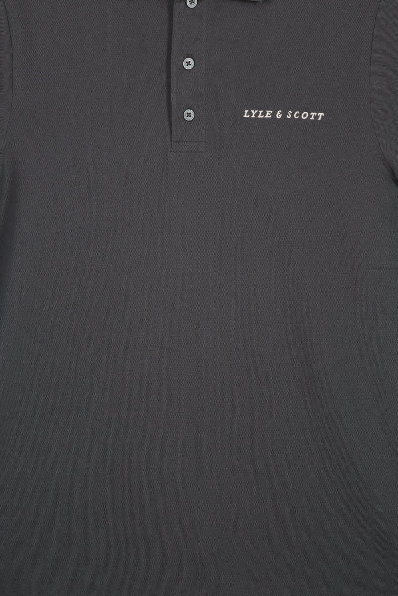 Lyle & Scott Men Spread Collar Embroidered Logo Short Sleeve Polo Shirt, Dark Grey - Image 5