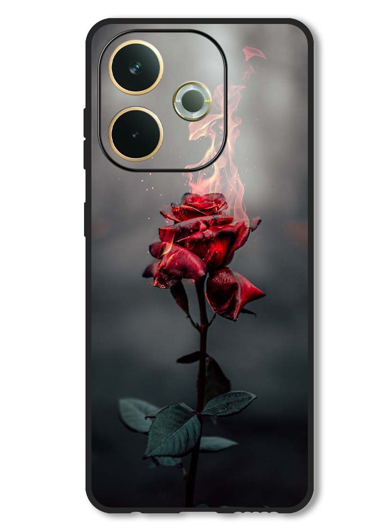 Theodor Case Compatible with Oppo A5 Pro Protection Shockproof Bumper Cover Burning Red Rose - Image 1