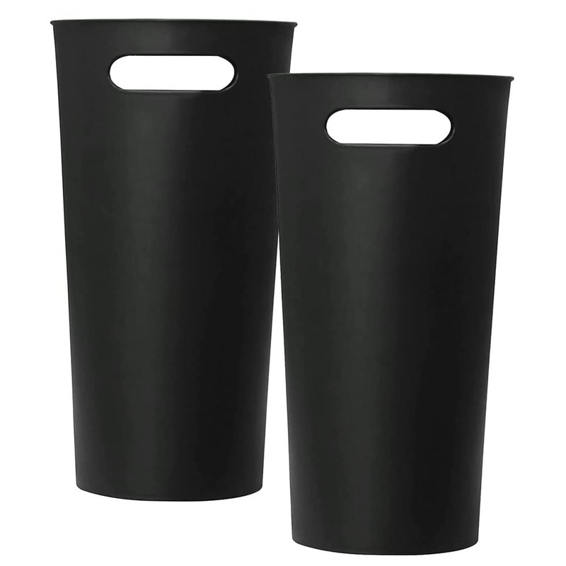 ROYFACC Small Trash Can Plastic Bathroom Wastebasket 3.2 Gallon Slim Garbage Container Bin with Handle for Home Kitchen Bathroom Bedroom Office, 2 Pack (Black) - Image 5