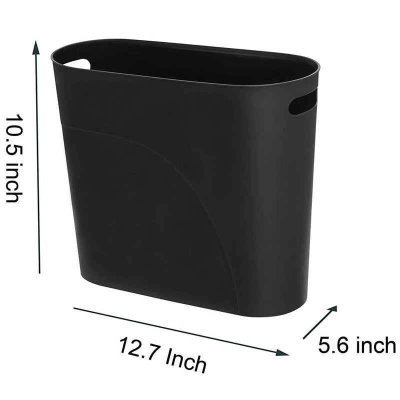 ROYFACC Small Trash Can Plastic Bathroom Wastebasket 3.2 Gallon Slim Garbage Container Bin with Handle for Home Kitchen Bathroom Bedroom Office, 2 Pack (Black) - Image 4