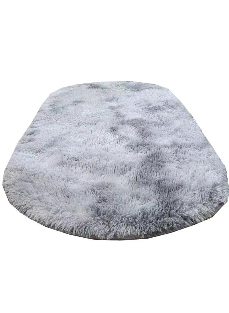 Bluejw 1-Piece Bedroom Carpet Oval Light Grey 160 CM - Image 1