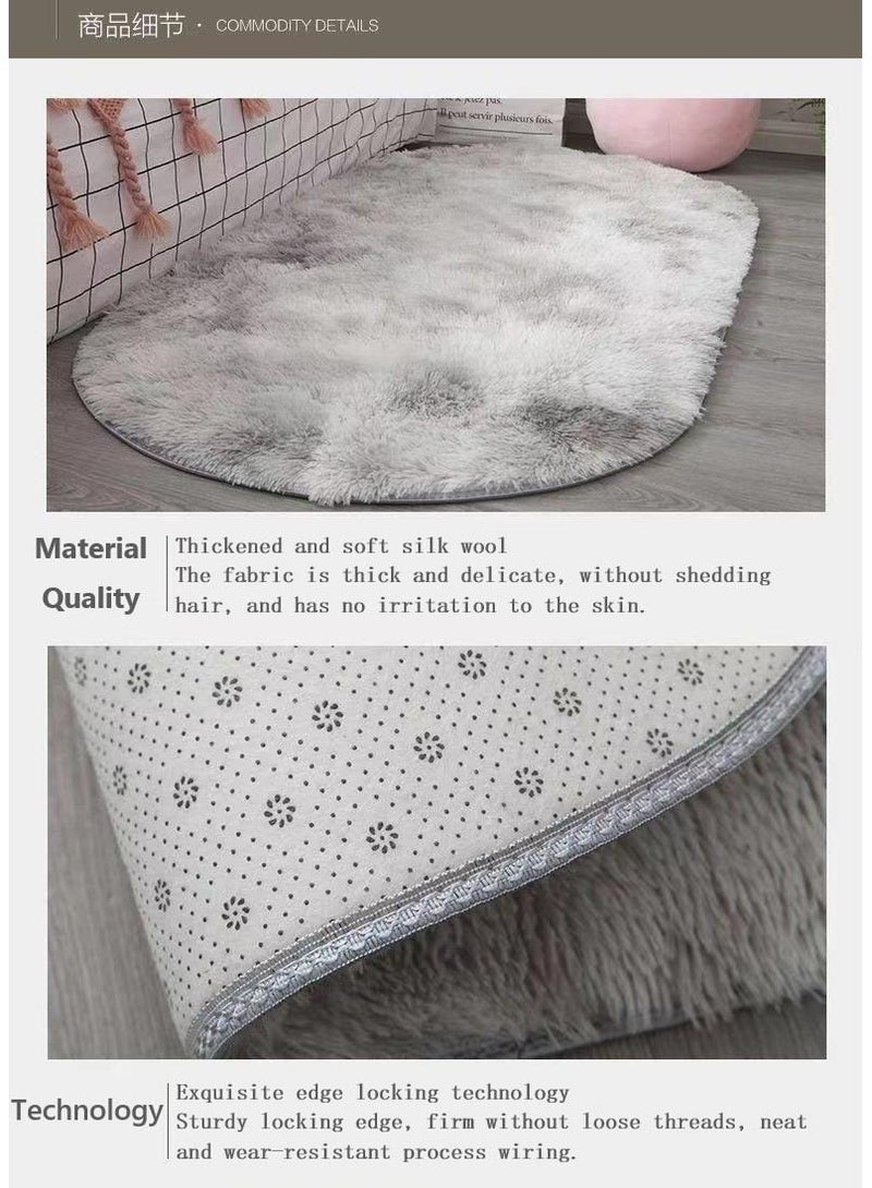 Bluejw 1-Piece Bedroom Carpet Oval Light Grey 160 CM - Image 4