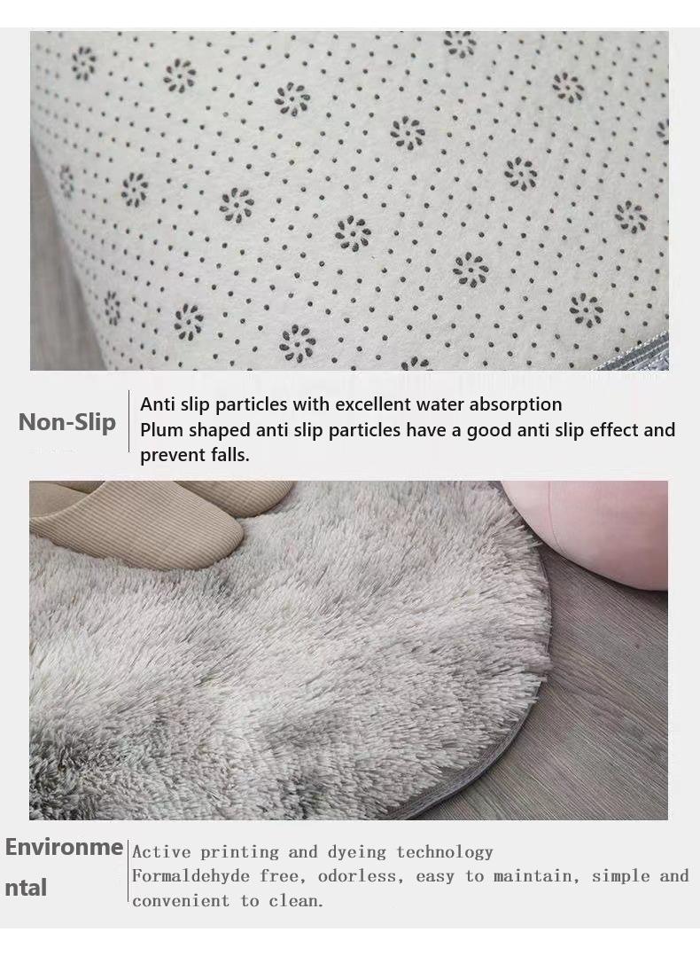 Bluejw 1-Piece Bedroom Carpet Oval Light Grey 160 CM - Image 3