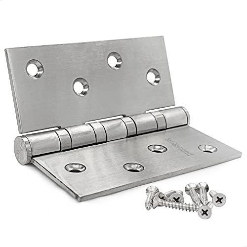 Earl Diamond 304 Stainless Steel 4" Door Hinges, Heavy Duty Ball Bearing Door Hinges with Square Corners for Exterior Interior Gate Swing Security Doors - Brushed Satin Nickel (Set of 2 Hinges) - Image 3