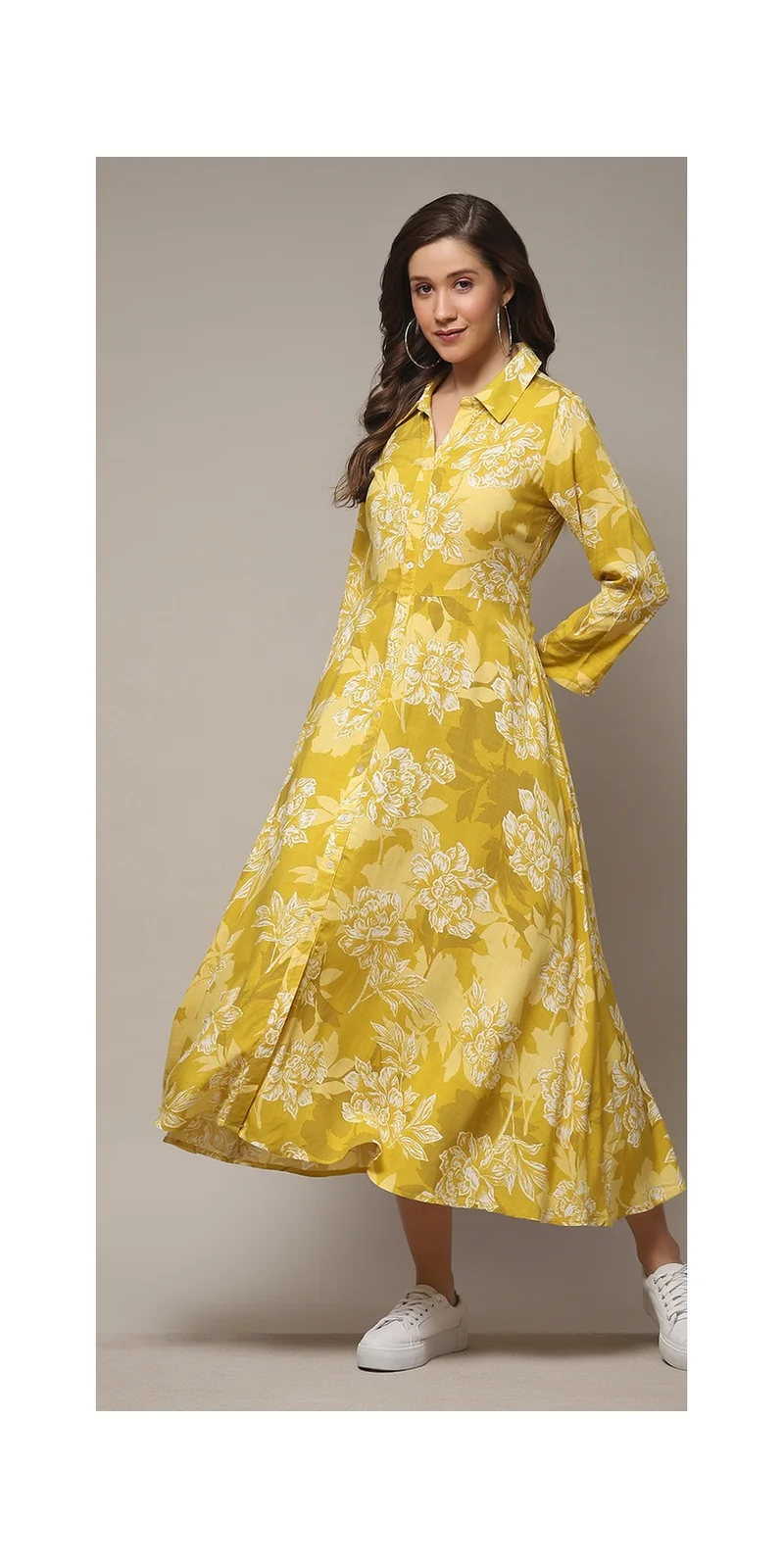 بيبا فستان زيتوني LIVA المطبوع بشكل مستقيم