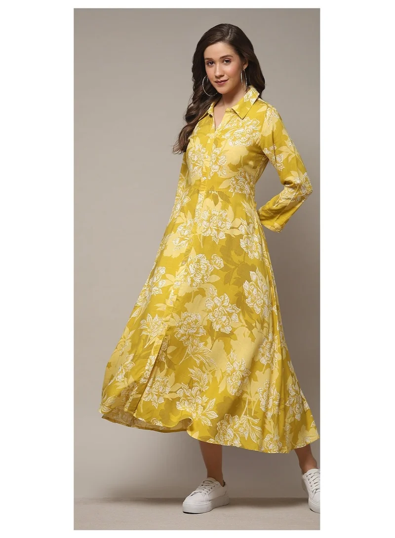 Biba Olive LIVA Straight Printed Dress