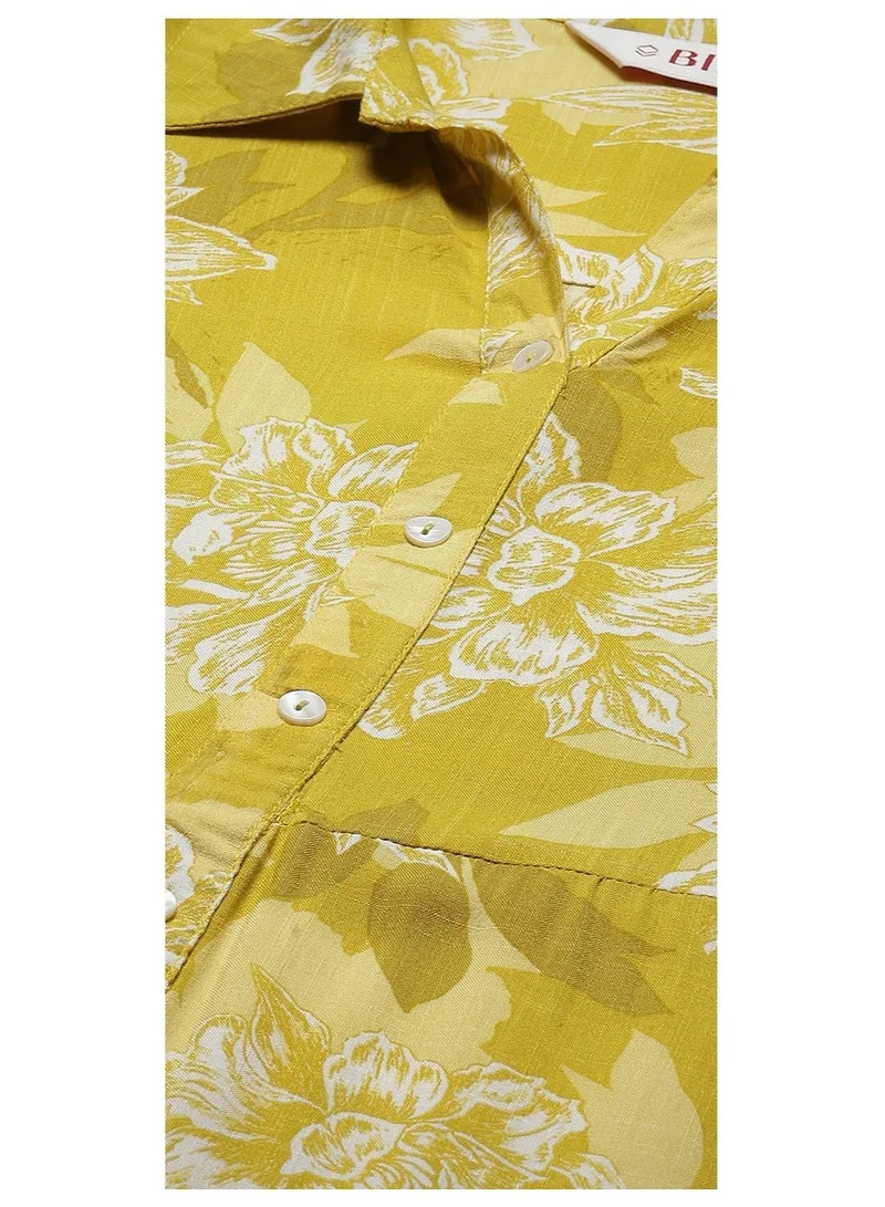 Biba  Olive LIVA Straight Printed Dress for Women | Best Price UAE