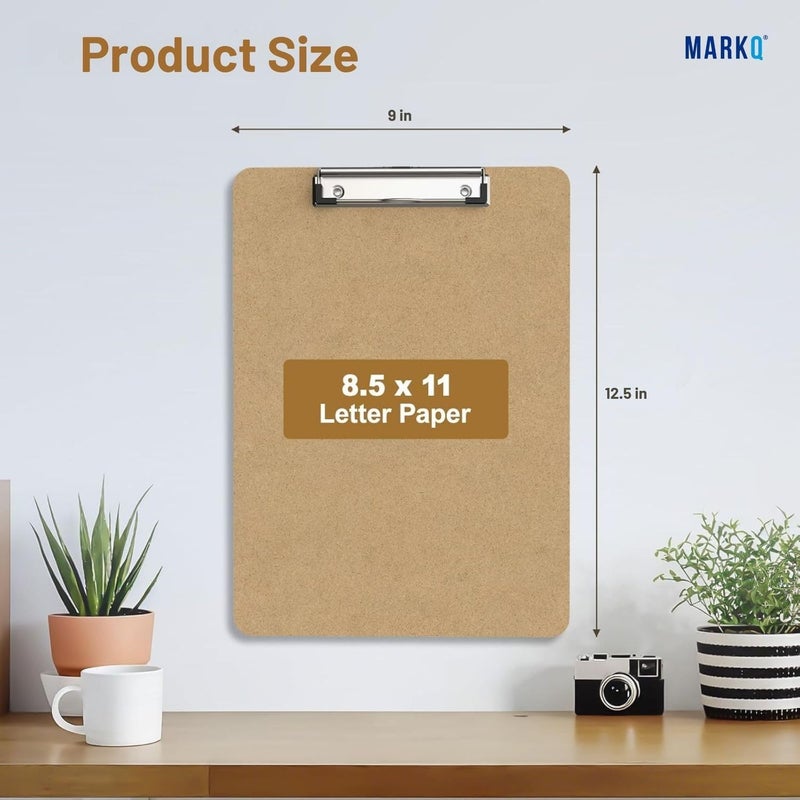 MARKQ Wooden Clipboard A4 (8.5x11 in) | Durable Brown Board with Strong Low Profile Metal Clip | Wooden A4 Clipboard for Exams, School, Office & Home Use, Pack of 1 - Image 4