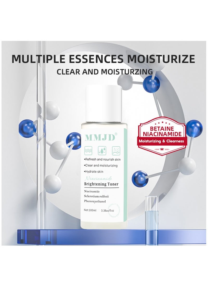 MMJD - Niacinamide Brightening Toner for Dark Spots Even Skin Tone Eye Area Fine Lines & Wrinkles Anti-Aging Smoothening Skin Face Whitening Toner 100ml - Image 1