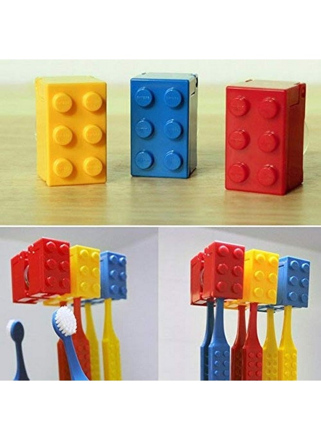 KoreaDesignCompany 3pcs Brick Design Toothbrush Case Cover Holder Set for Office, Travel, Home for Kids Children (3Pcs-BlockHolders)  - Image 2