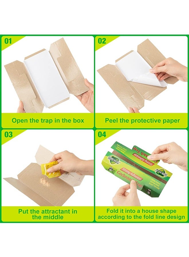 GREEN KILLER 20 PCS Roach Killer Indoor Sticky Roach Traps Glue Cockroach Killer Infestation Home Cockroach Trap for Indoor Home Pest Bug Insect Control - Image 4