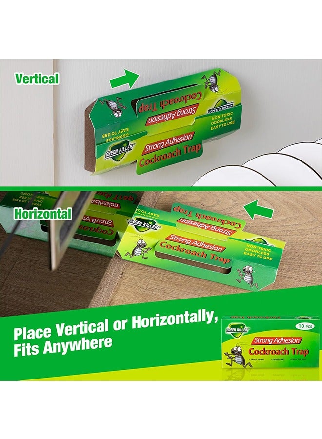 GREEN KILLER 20 PCS Roach Killer Indoor Sticky Roach Traps Glue Cockroach Killer Infestation Home Cockroach Trap for Indoor Home Pest Bug Insect Control - Image 5