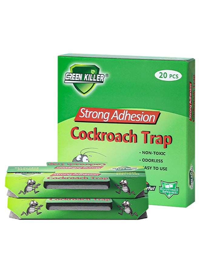 GREEN KILLER 20 PCS Roach Killer Indoor Sticky Roach Traps Glue Cockroach Killer Infestation Home Cockroach Trap for Indoor Home Pest Bug Insect Control - Image 1