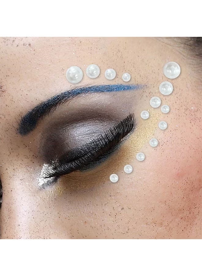 975 PCS 3D Self-Adhesive Pearl Rhinestones Set on 3 Sheets - Shiny White Pearls for Luxurious Hair, Face, Nail Decoration & Bridal Makeup - Image 3