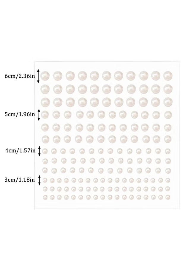 975 PCS 3D Self-Adhesive Pearl Rhinestones Set on 3 Sheets - Shiny White Pearls for Luxurious Hair, Face, Nail Decoration & Bridal Makeup - Image 2