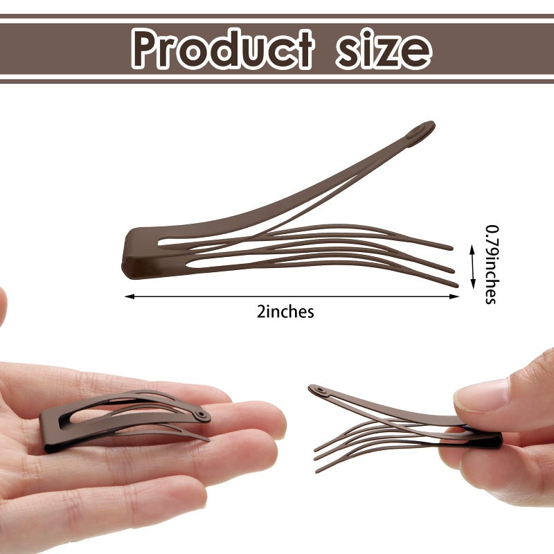 Chinco 24 Pcs Double Grip Hair Clips Metal Snap Hair Clips Barrettes Accessories 2 Inch Brown for Women Salon Supplies Accessories - Image 2