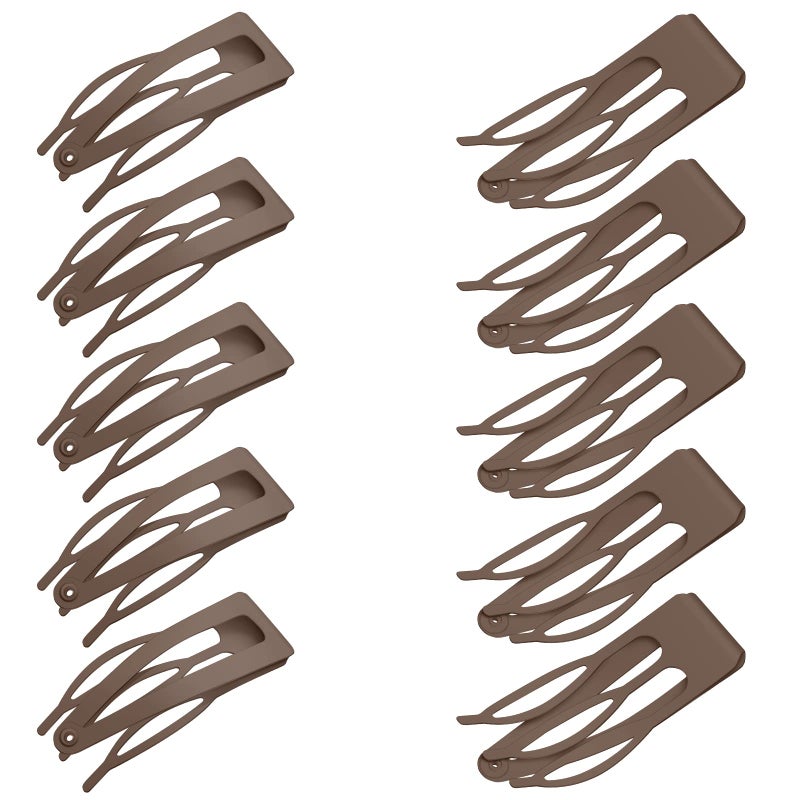 Chinco 24 Pcs Double Grip Hair Clips Metal Snap Hair Clips Barrettes Accessories 2 Inch Brown for Women Salon Supplies Accessories - Image 1