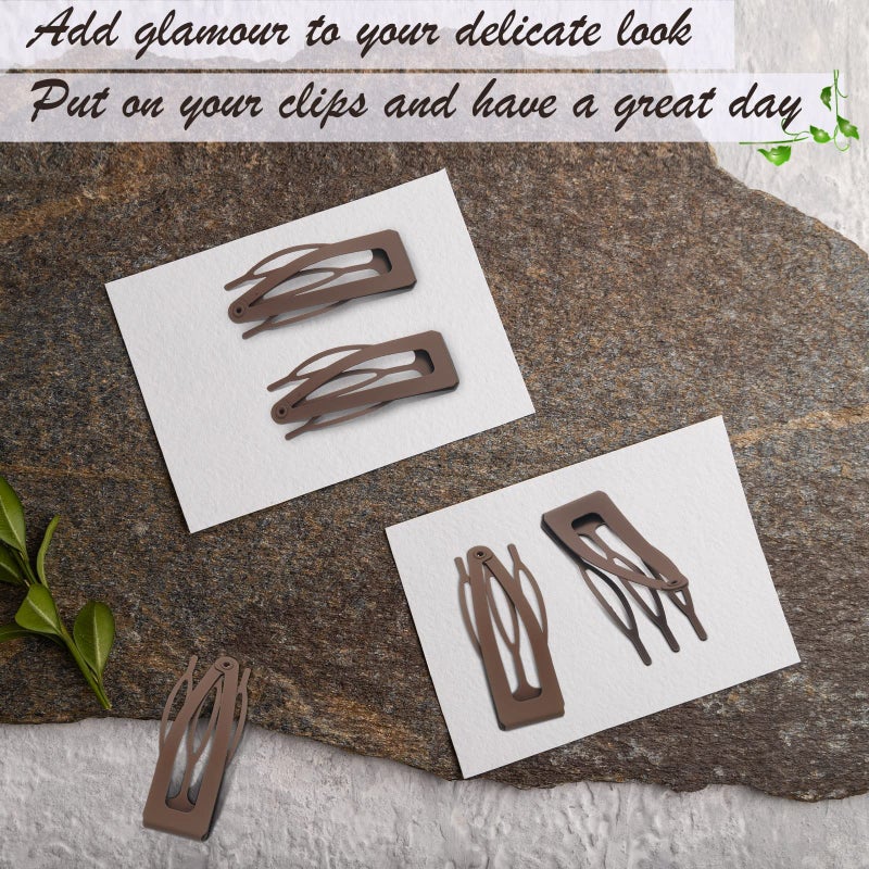 Chinco 24 Pcs Double Grip Hair Clips Metal Snap Hair Clips Barrettes Accessories 2 Inch Brown for Women Salon Supplies Accessories - Image 5