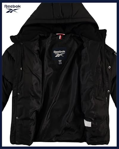 Reebok Boys Puffer Jacket - Heavyweight Wind & Water Resistant Hooded Boys Winter Jacket - Cozy Insulated Puffer Winter Coat, Size 8, Black - Image 5
