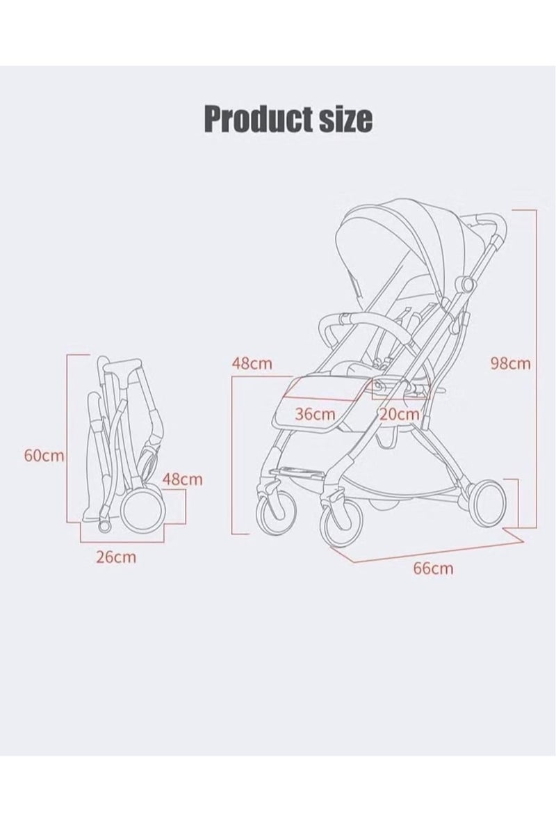 Lightweight Portable Travelling Baby Stroller, Black & Dark Grey (Black) - Image 5