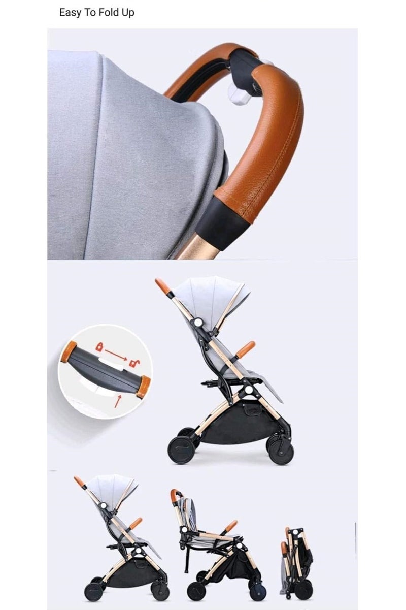 Lightweight Portable Travelling Baby Stroller, Black & Dark Grey (Black) - Image 2