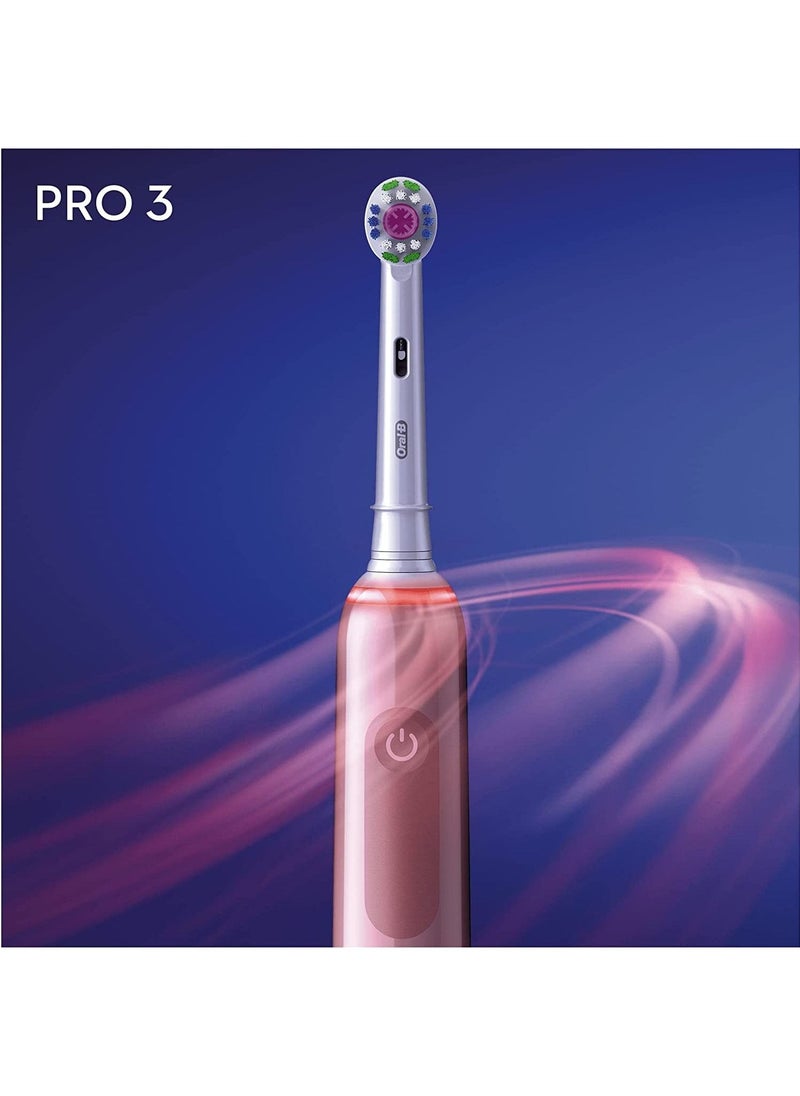 Oral-B - Oral-B Pro 3 Electric Toothbrush with Smart Pressure Sensor, 1 3D White Toothbrush Head and Travel Case, 3500 Pink - Image 1