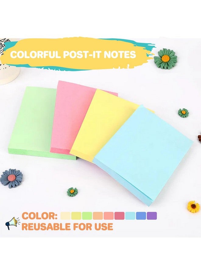 Cerpourt (9 Pack) Sticky Notes 3X3 Inches Colorful Sticky Notes，Super Sticking Power Bright Colors Selfstick Pads，Easy To Post For School Supplies And Office Products，56 Sheets/Pad504Sheets - Image 5