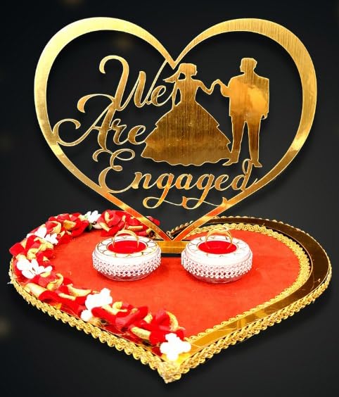 Unique Palette WE ARE ENGAGED RING Ring Platter Wedding Ring Platter Marriage Decor Engagement Tray Blue - Image 3