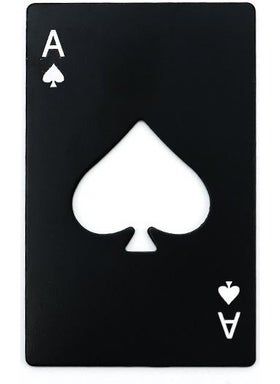 Weather Forecast Portable Black Ace of Spades Bottle Opener in Stainless Steel Wallet  - Image 1
