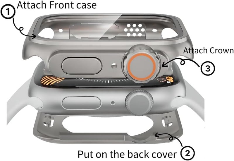 Meyaar Waterproof Case for Apple Watch Series 10 (46mm) Convert to Ultra with Screen Protector, Hard PC Bumper Back Frame, Protective Cover for iWatch - Image 4