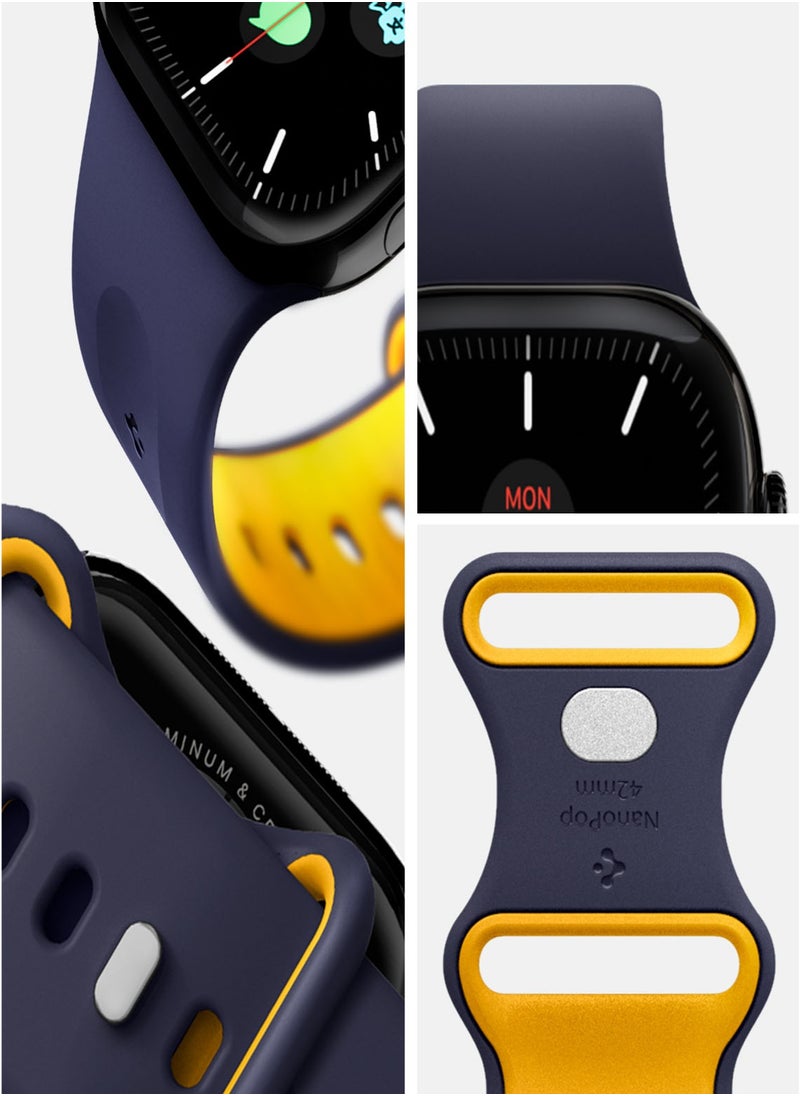 Spigen Nano Pop Apple Watch Band for Apple Watch Series 10 42mm, Series 9/8/7 41mm, SE2/SE/6/5/4 40mm, 3/2/1 38mm Adjustable Loop Strap - Blueberry Navy  - Image 4