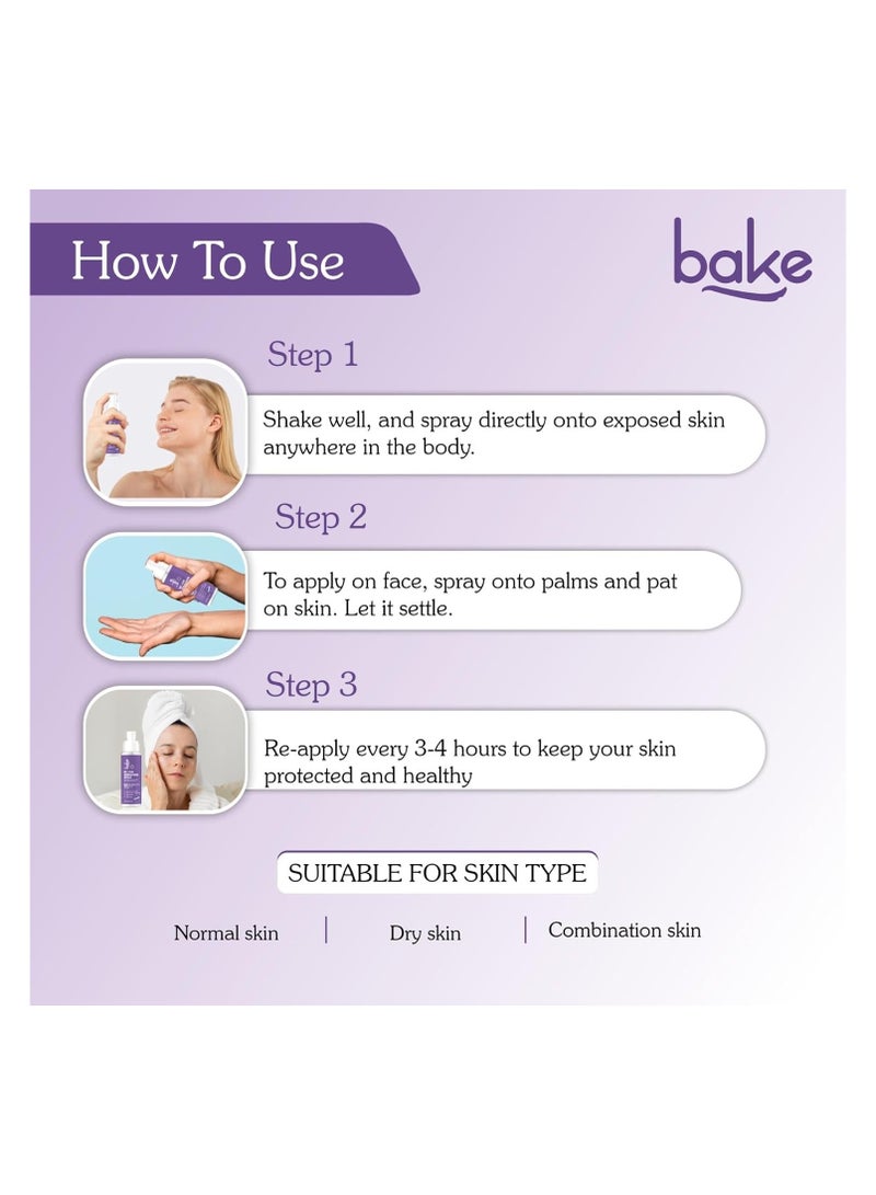 BAKE Spf 70 Sunscreen Spray Pa++++|Waterproof - 180 Minutes|With 2% Kojic Acid & Alpha Arbutin,Sweat Resistant|For Tan Removal,Pigmentation & Uva/B Sun Protection|No Whitecast,Lightweight - 100Ml,All - Image 4
