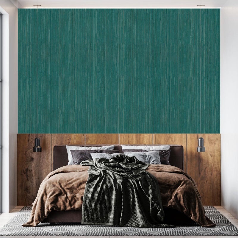 Biyoee Teal Grasscloth Peel and Stick Wallpaper Texture Contact Paper 15.7" X 120" Self-Adhesive Faux Grasscloth Removable Wallpaper Cabinets Counter Top Liners - Image 4