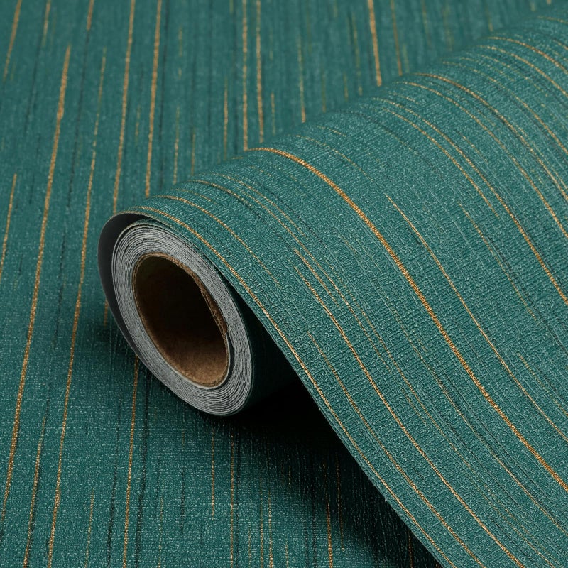 Biyoee Teal Grasscloth Peel and Stick Wallpaper Texture Contact Paper 15.7" X 120" Self-Adhesive Faux Grasscloth Removable Wallpaper Cabinets Counter Top Liners - Image 1