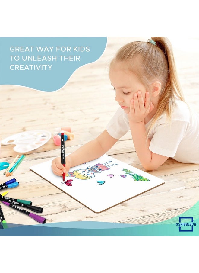 Scribbledo Scribbledo 6 Pack Small White Board Dry Erase Boards Classroom Pack Mini White Boards 9" x12” Personal Whiteboards for Students Teachers School Supplies Lapboards l 6 Mini Whiteboard Erasers Included  - Image 2