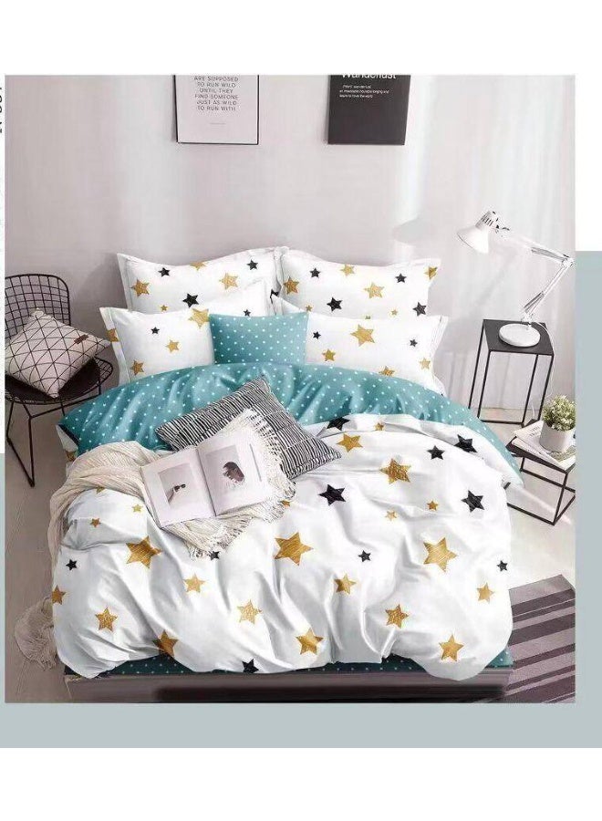 Single Size 4-Piece Cotton Bed Set – Duvet Cover 160x210 cm, Fitted Sheet 120x200+25 cm & 2 Pillow Covers – Soft Comfortable Bedding