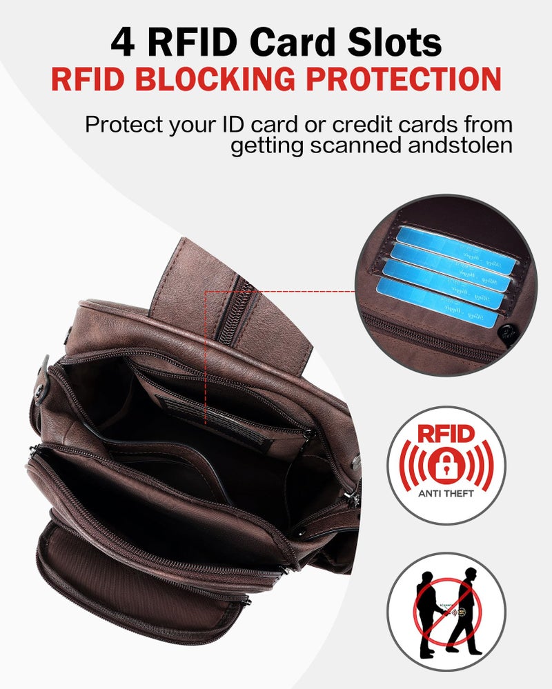 FADEON Large Sling Bag for Women, Designer Leather Crossbody Purse Convertible Sling Backpack, Anti Theft Daypack for Travel - Image 3