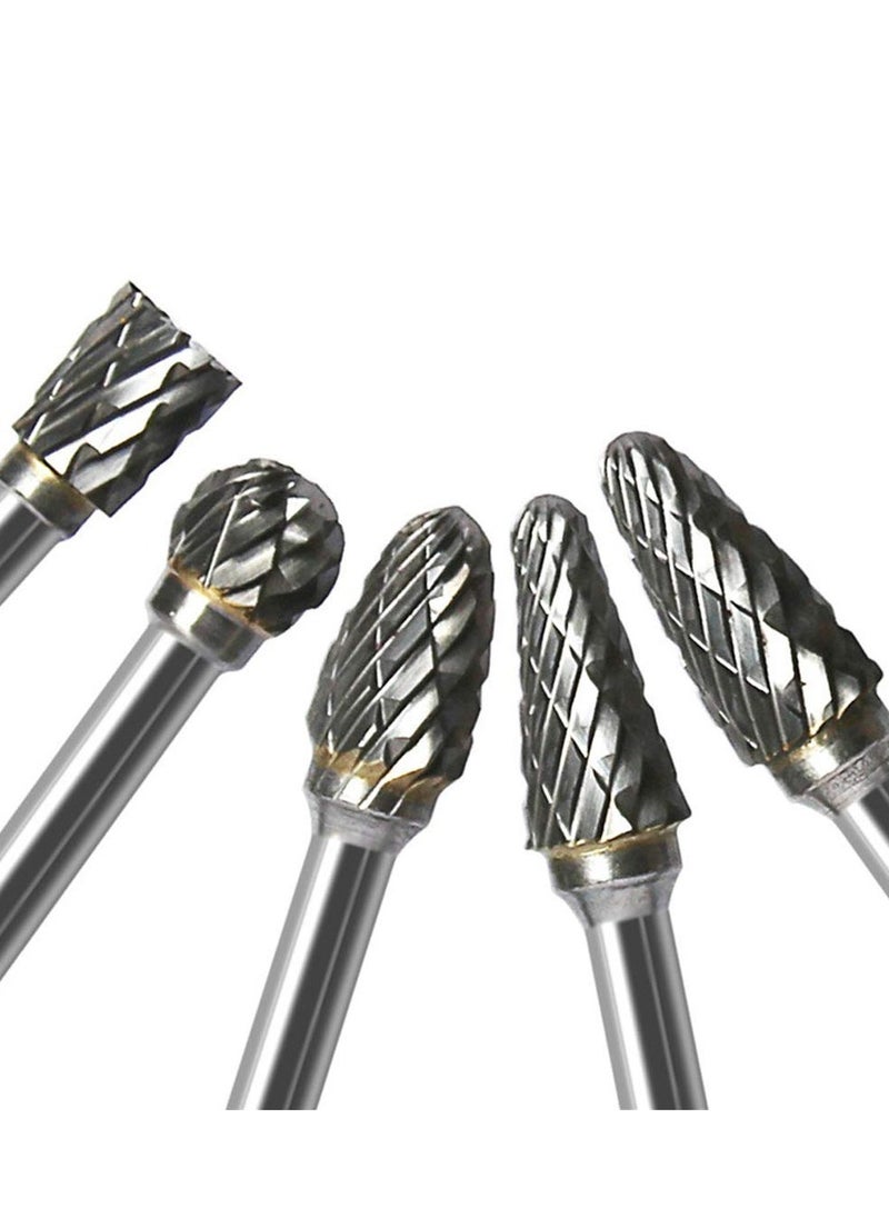 KASTWAVE - 10Pcs Double Sided Carbide Burr Set 1/8" (3mm) Shank, 1/4" Bit Head Length Tungsten Steel for Wood Carving Metal Working and Polishing - Image 1