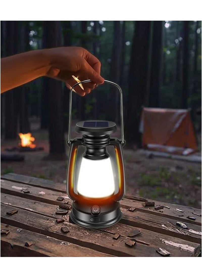 مصباح تخييم كلاسيكي يعمل بالطاقة الشمسية بتأثير شمعة محاكي - فانوس قابل لإعادة الشحن بمنفذ تايب سي ومقاوم للماء - Image 4
