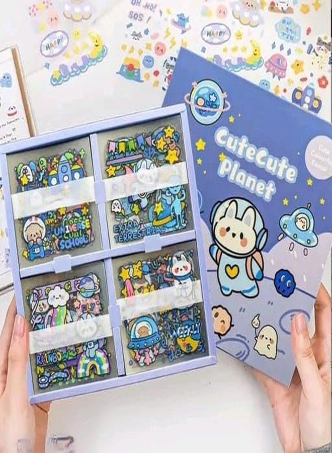 Pluspicks Cute Kawaii Stickers Space Theme 100 Sheets, Washi Stickers for Decoration, Japanese Style Sticker Set,Aesthetic Stickers Journal,Scrapbooking, DIY Stickers Arts for Crafts (Multicolor) - Image 1